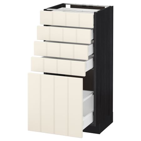 Напольный шкаф с 5 ящиками МЕТОД / МАКСИМЕРА, черный, Хитарп белый с оттенком