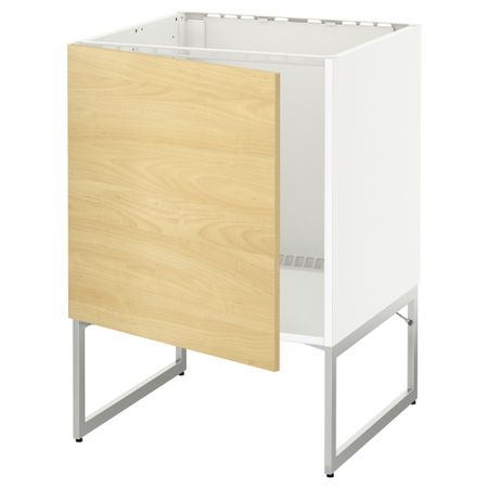 Напольный шкаф для раковины МЕТОД, белый, Тингсрид береза (60x60x60 см)