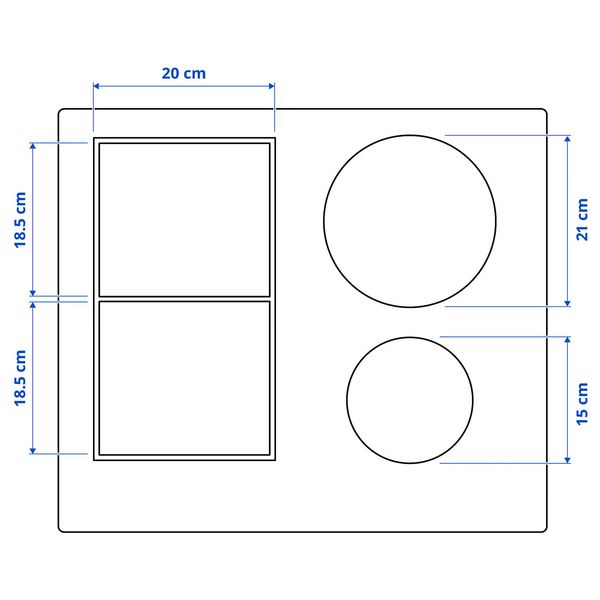 SMAKLIG Индукц варочн панель - IKEA 500 чёрный 59 см - схема-чертеж с размерами