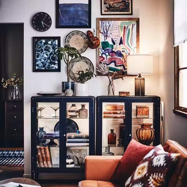 FABRIKÖR Шкаф-витрина - черно-синий 81x113 см - фото 5