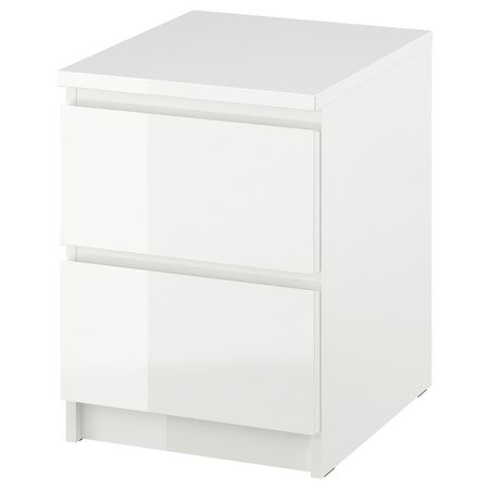MALM Комод с 2 ящиками - глянцевый белый 40x55 см