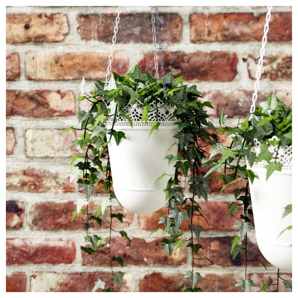 Кашпо подвесное СКУРАР, белый с оттенком д/дома/улицы, белый с оттенком (12 см) - фото 3