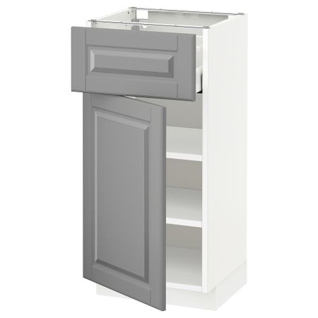 Напольный шкаф с ящиком, дверцей, белый, Bodbyn серый, 40x37 см IKEA METOD МЕТОД, MAXIMERA МАКСИМЕРА 894.593.30