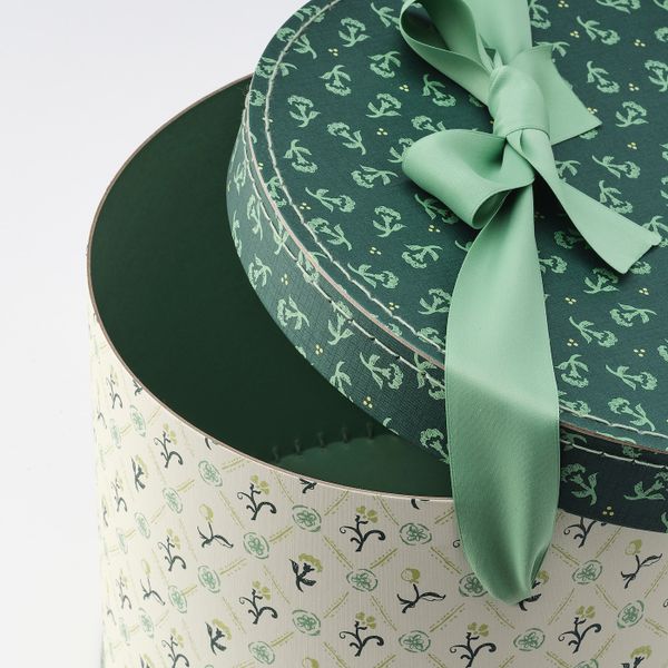 Коробка, 2 шт, круглой формы/зеленый с цветочным орнаментом IKEA АНИЛИНАРЕ 804.651.75 - фото 4