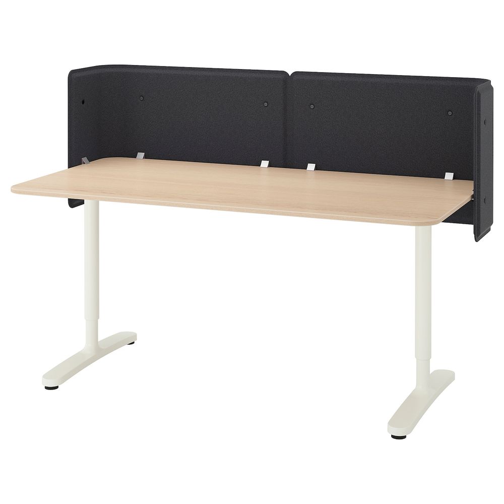 Стол для приемной, дубовый шпон, беленый, белый 160x80 55 см IKEA БЕКАНТ 792.879.85 - фото 1