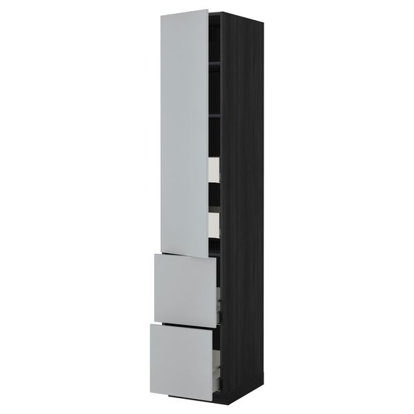 Высокий шкаф + полки, 4 ящика, 2 дверцы МЕТОД / МАКСИМЕРА, черный, Веддинге серый - фото 1