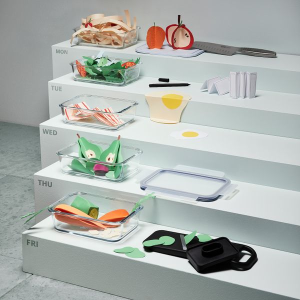 Контейнер для продуктов, прямоугольной формы/стекло 1.0 л IKEA IKEA 365+ ИКЕА/365+ 903.592.02 - схема-чертеж с размерами