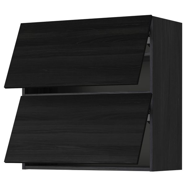 Навесной шкаф, 2 дверцы, горизонтальный МЕТОД, черный, Тингсрид черный - схема-чертеж с размерами