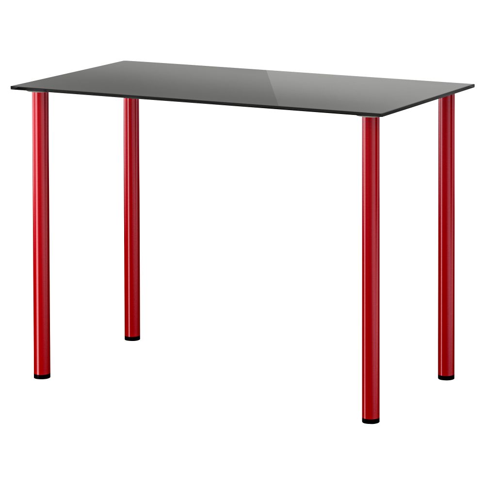 Стол ГЛАСХОЛЬМ / АДИЛЬС, стекло черный, красный (99x52 см) - схема-чертеж с размерами
