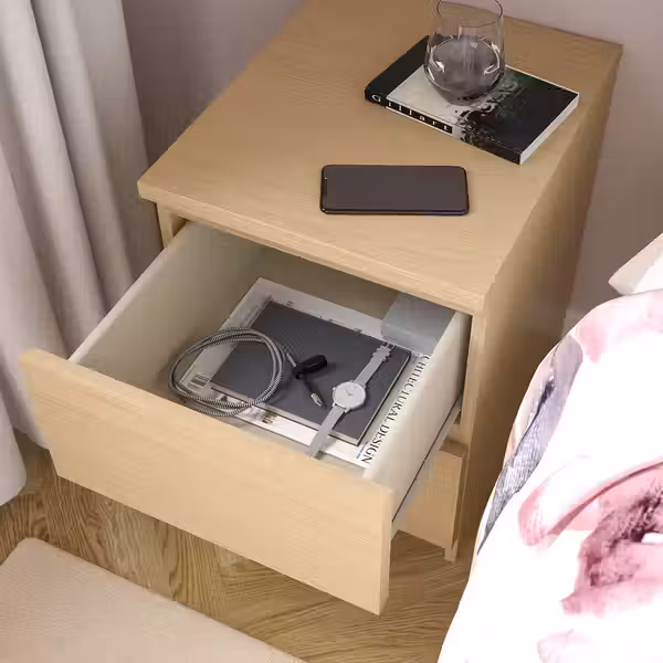 MALM Комод с 2 ящиками - дубовый шпон, беленый 40x55 см - фото 2