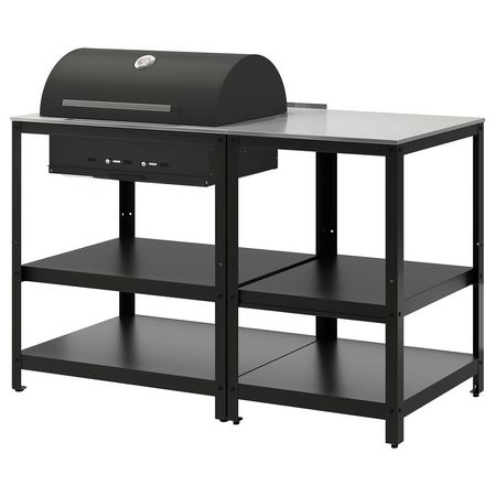 GRILLSKÄR Угольный гриль с кухонным островком - нержавеющ сталь/для сада 147x61 см