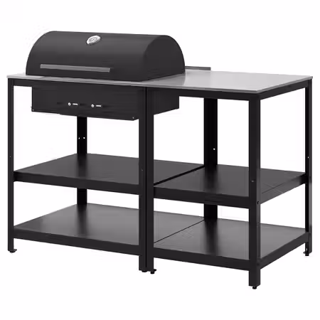 GRILLSKÄR Угольный гриль с кухонным островком - нержавеющ сталь/для сада 147x61 см