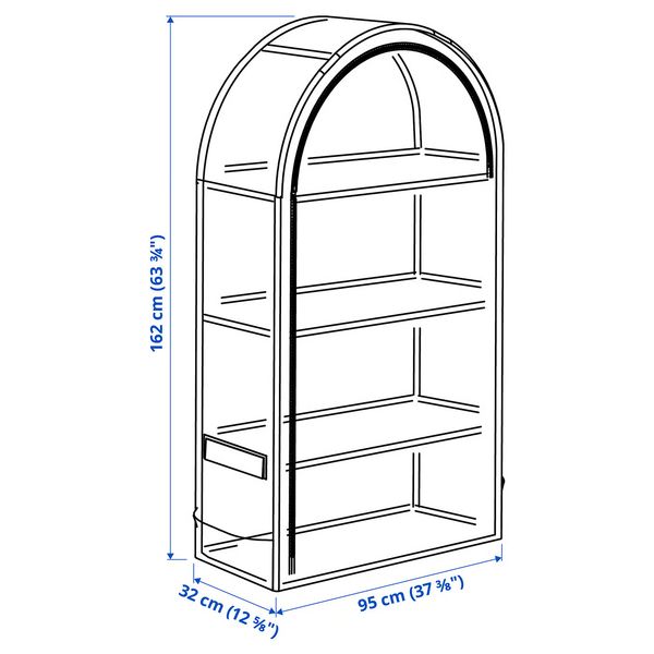 ASPAREN Теплица - прозрачный белый 95x32x162 см - схема-чертеж с размерами