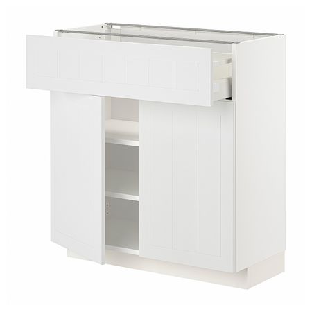 Напольный шкаф с ящиком/2дверцами, белый/Стенсунд белый 80x37 см IKEA METOD МЕТОД / MAXIMERA МАКСИМЕРА 994.467.33