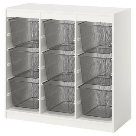 TROFAST Комбинация д/хранения+контейнеры - ширма/белый темно-серый 99x44x94 см