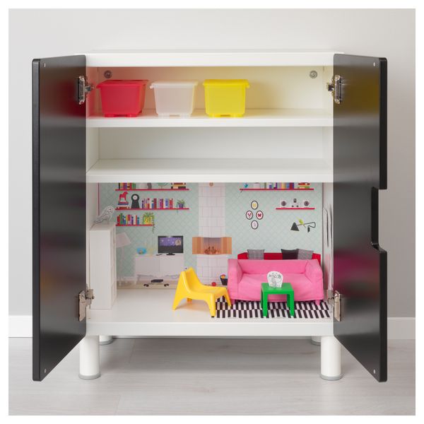 Комбинация для хранения с дверцами СТУВА, белый, черный (60x30x75 см) - схема-чертеж с размерами