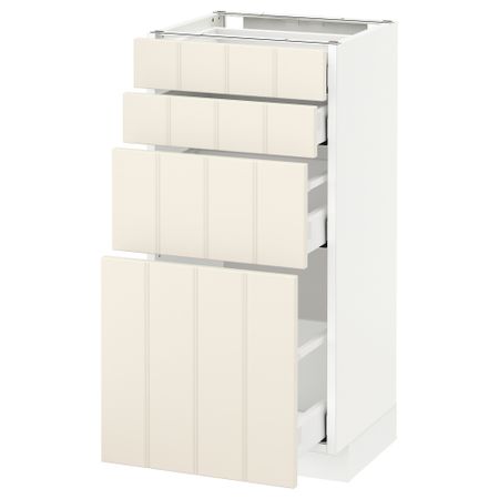 Напольный шкаф 4 фронтальных панели, 4 ящика МЕТОД / МАКСИМЕРА, белый, Хитарп белый с оттенком