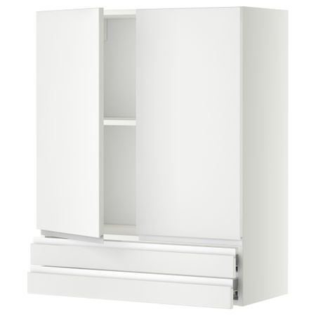 Навесной шкаф, 2 дверцы, 2 ящика МЕТОД / ФОРВАРА, белый, Нодста белый