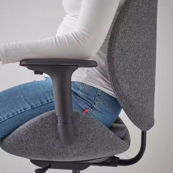 HATTEFJÄLL Рабочий стул с подлокотниками - Gunnared темно-серый/чёрный - фото 6