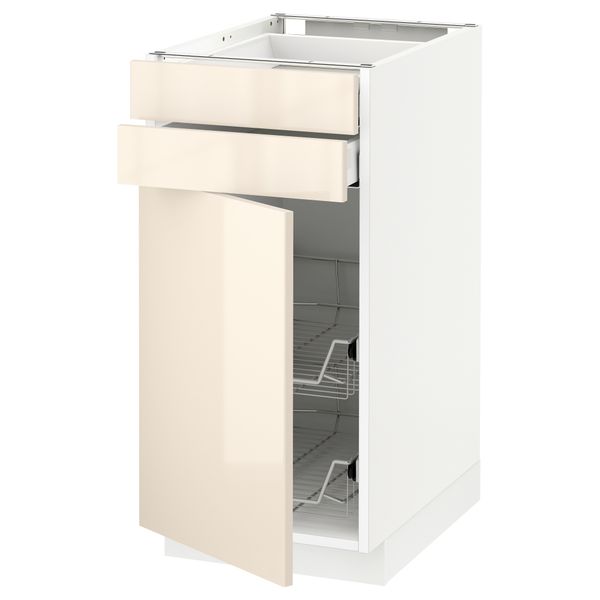 Напольный шкаф, дверца, 2 ящика, проволочных корзин МЕТОД / МАКСИМЕРА, белый, Рингульт кремовый - схема-чертеж с размерами