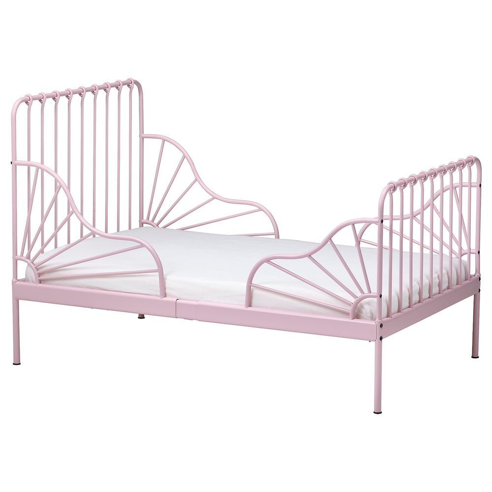 Раздвижная кровать с реечным дном, светло-розовый 80x200 см IKEA MINNEN МИННЕН 394.188.13 - фото 1