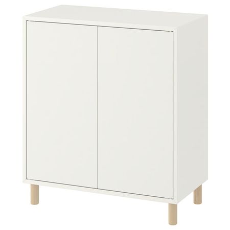 EKET Комбинация шкафов с ножками - белый/дерево 70x35x80 см