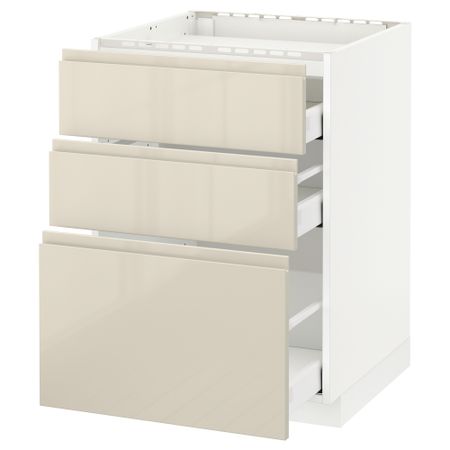 Напольный шкаф, 3 фронтальных панель, 3 ящика, 60x60 cm IKEA METOD МЕТОД, MAXIMERA МАКСИМЕРА 191.433.58