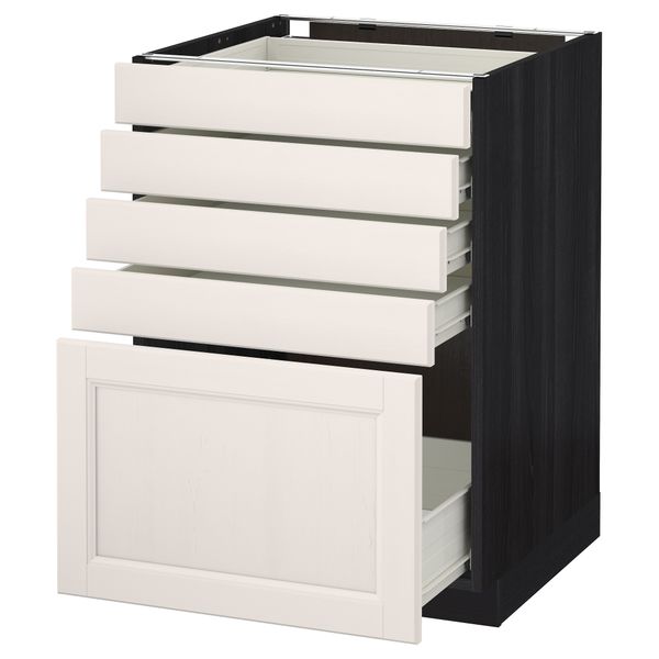 Напольный шкаф с 5 ящиками МЕТОД / ФОРВАРА, черный, Лаксарби белый - схема-чертеж с размерами