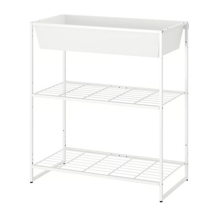 JOSTEIN Стеллаж с контейнером - д/дома/улицы/проволочный белый 81x40x90 см