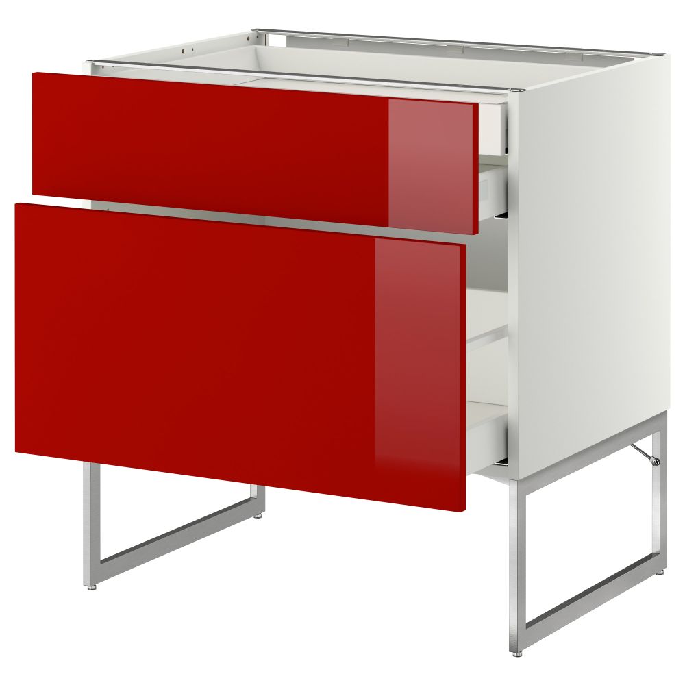 Напольный шкаф 2 фронтальных панели, 2 нижних,1 встроенный ящик МЕТОД / МАКСИМЕРА, белый, Рингульт красный - схема-чертеж с размерами