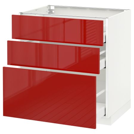 Напольный шкаф с 3 ящиками МЕТОД / МАКСИМЕРА, белый, Рингульт красный