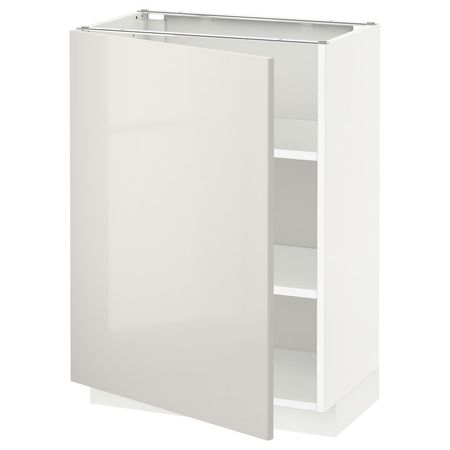 METOD Напольный шкаф с полками - белый/Ringhult светло-серый 60x37 см