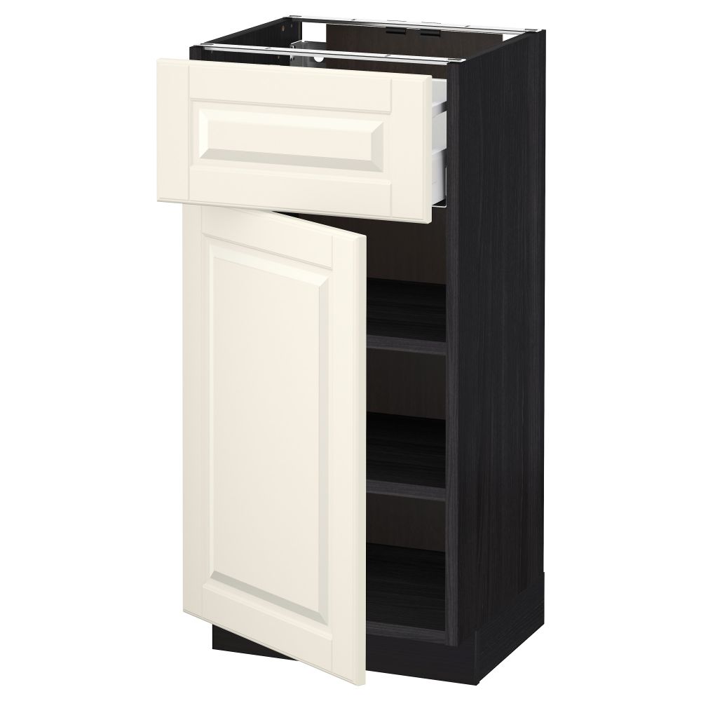 Напольный шкаф с ящиком, дверью МЕТОД / МАКСИМЕРА, черный, Будбин белый с оттенком - схема-чертеж с размерами