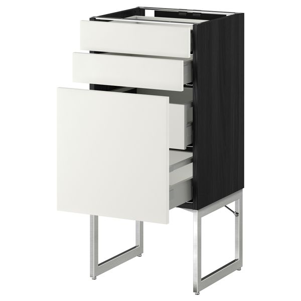 Напольный шкаф 3 фронтальных панели, 2 нижних, 2 средних ящика МЕТОД / МАКСИМЕРА, черный, Хэггеби белый - схема-чертеж с размерами
