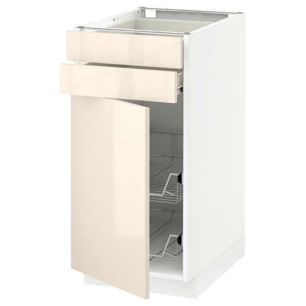 Напольный шкаф, дверца, 2 ящика, проволочных корзин МЕТОД / ФОРВАРА, белый, Рингульт кремовый - схема-чертеж с размерами