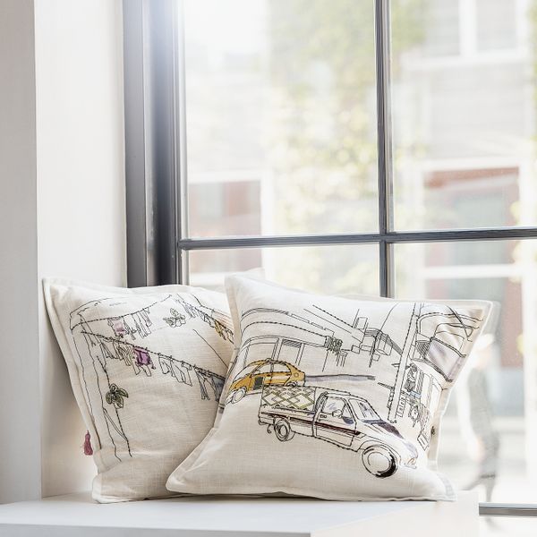 Чехол на подушку, белый желтый/ручная работа 50x50 см IKEA LOKALT ЛОКАЛЬТ 504.994.93 - фото 4