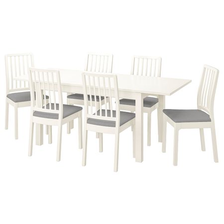 Стол и 6 стульев, белый белый/Оррста светло-серый 130/190x80 см IKEA LANEBERG ЛАНЕБЕРГ / EKEDALEN ЭКЕДАЛЕН 294.827.10