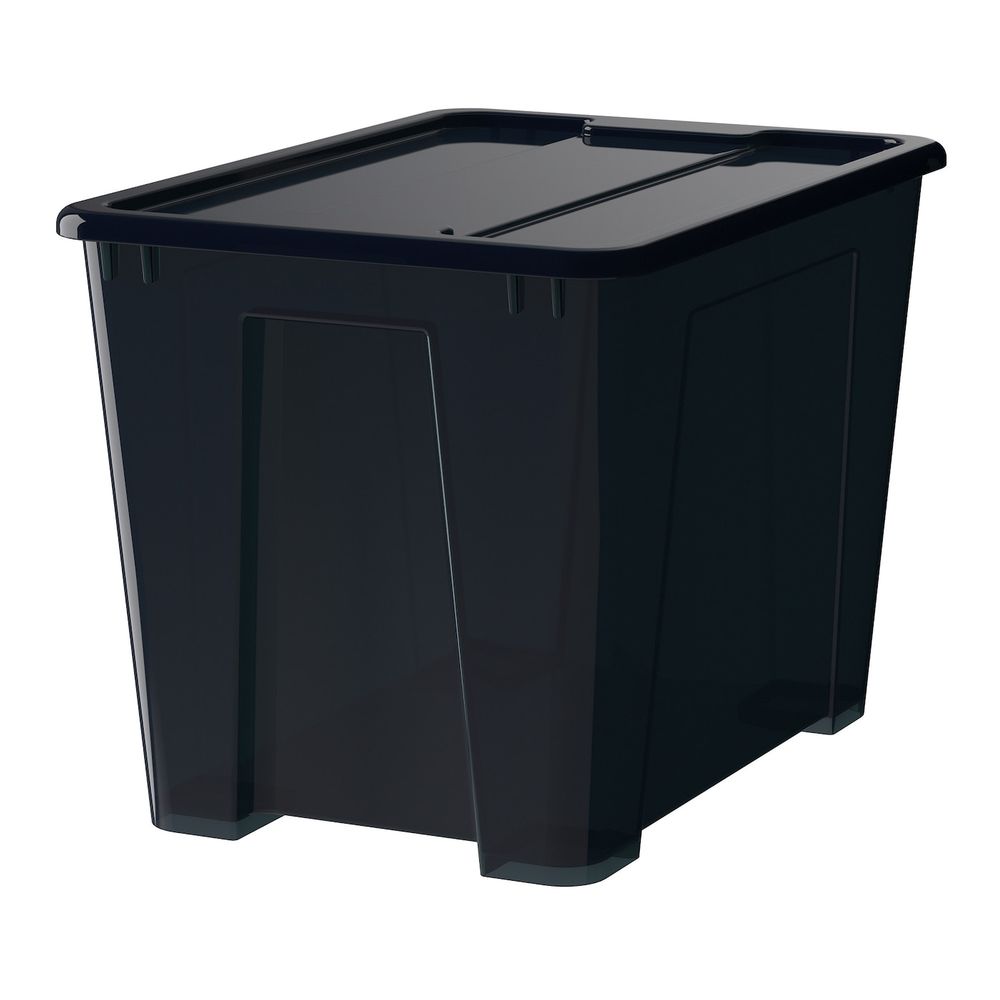 Контейнер с крышкой, черный, 39x28x28 см/22 л IKEA САМЛА 798.981.27 - схема-чертеж с размерами