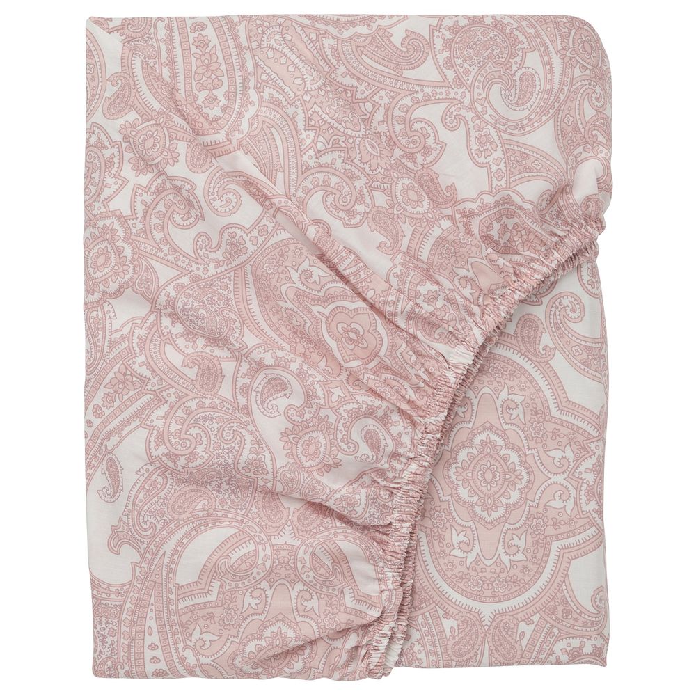 Простыня натяжная, белый, розовый 140x200 см IKEA ЙЭТТЕВАЛЛМО 204.365.91 - фото 1