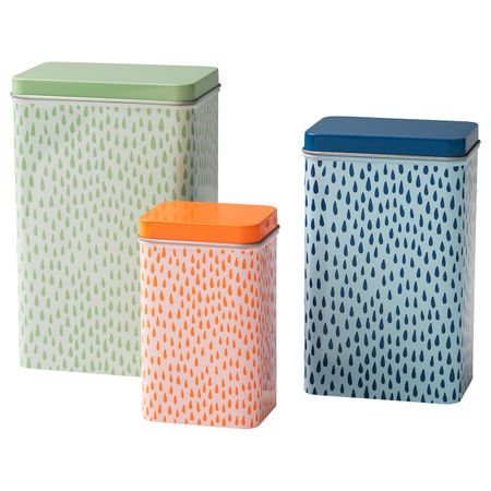 Набор емкостей, 3 штуки, с рисунком IKEA VÅRFEST ВОРФЕСТ 405.161.48