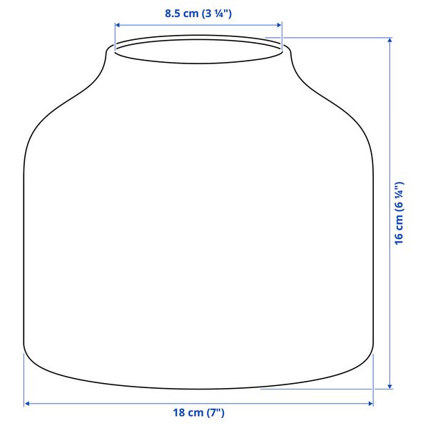 BLODBJÖRK БЛОДБЬЁРК Ваза - бежевый 16 см - схема-чертеж с размерами