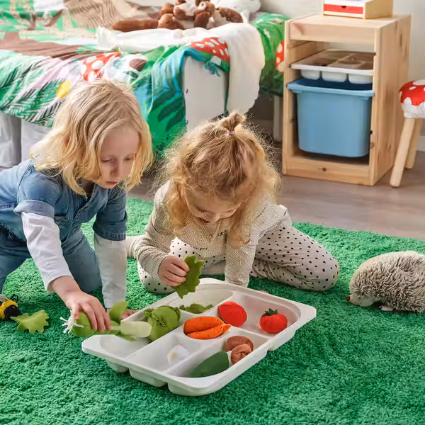 TROFAST Комбинация с контейнером/лотками - светлая беленая сосна белый/голубой 32x44x52 см - фото 3