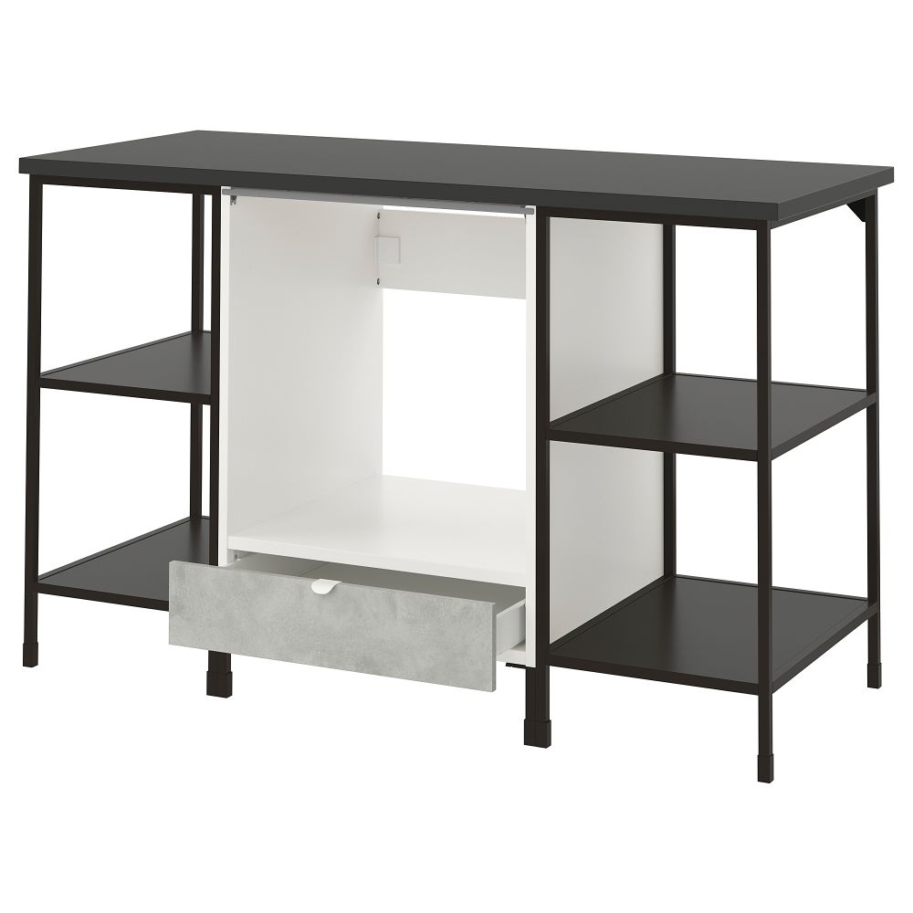 Комбинация для духовки/варочная панели, 143x63.5x91 см, антрацит/под бетон IKEA ENHET 093.315.19 - фото 1