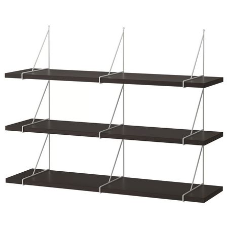 BERGSHULT / PERSHULT Навесная полка, комбинация - коричнево-чёрный/белый 120x30 см