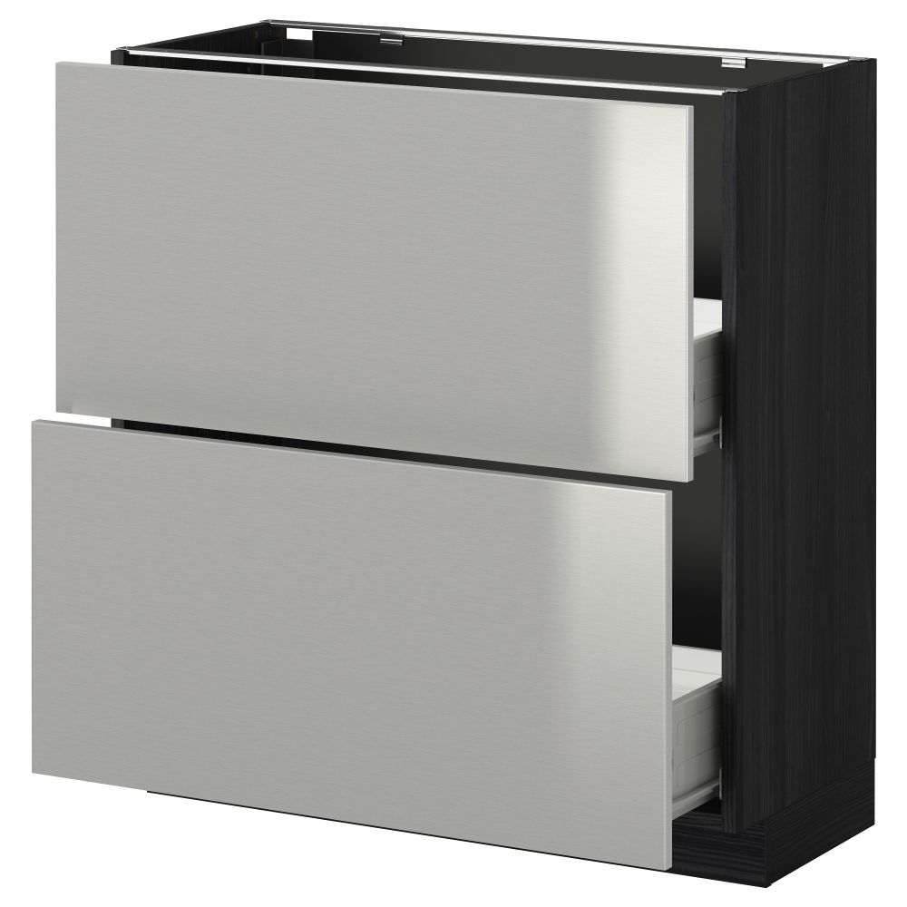 Напольный шкаф с 2 ящиками МЕТОД / ФОРВАРА, черный, Гревста нержавеющ сталь - схема-чертеж с размерами