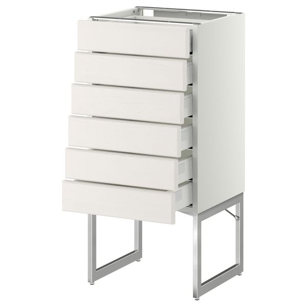 Напольный шкаф 6 фронтальных панелей, 6 нижних ящиков МЕТОД / МАКСИМЕРА, белый, Лаксарби белый - схема-чертеж с размерами