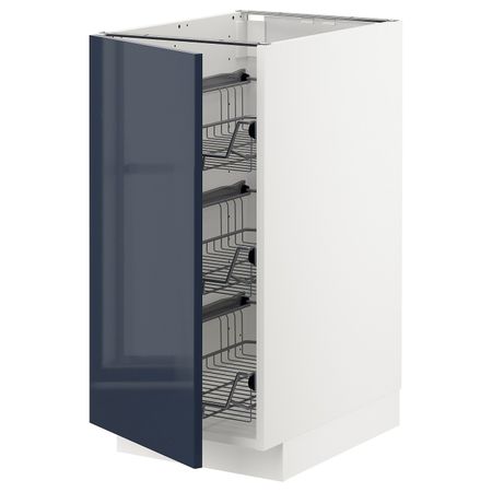 Напольный шкаф с проволочные ящиками, белый/Ерста черно-синий 40x60 см IKEA METOD МЕТОД 892.755.38