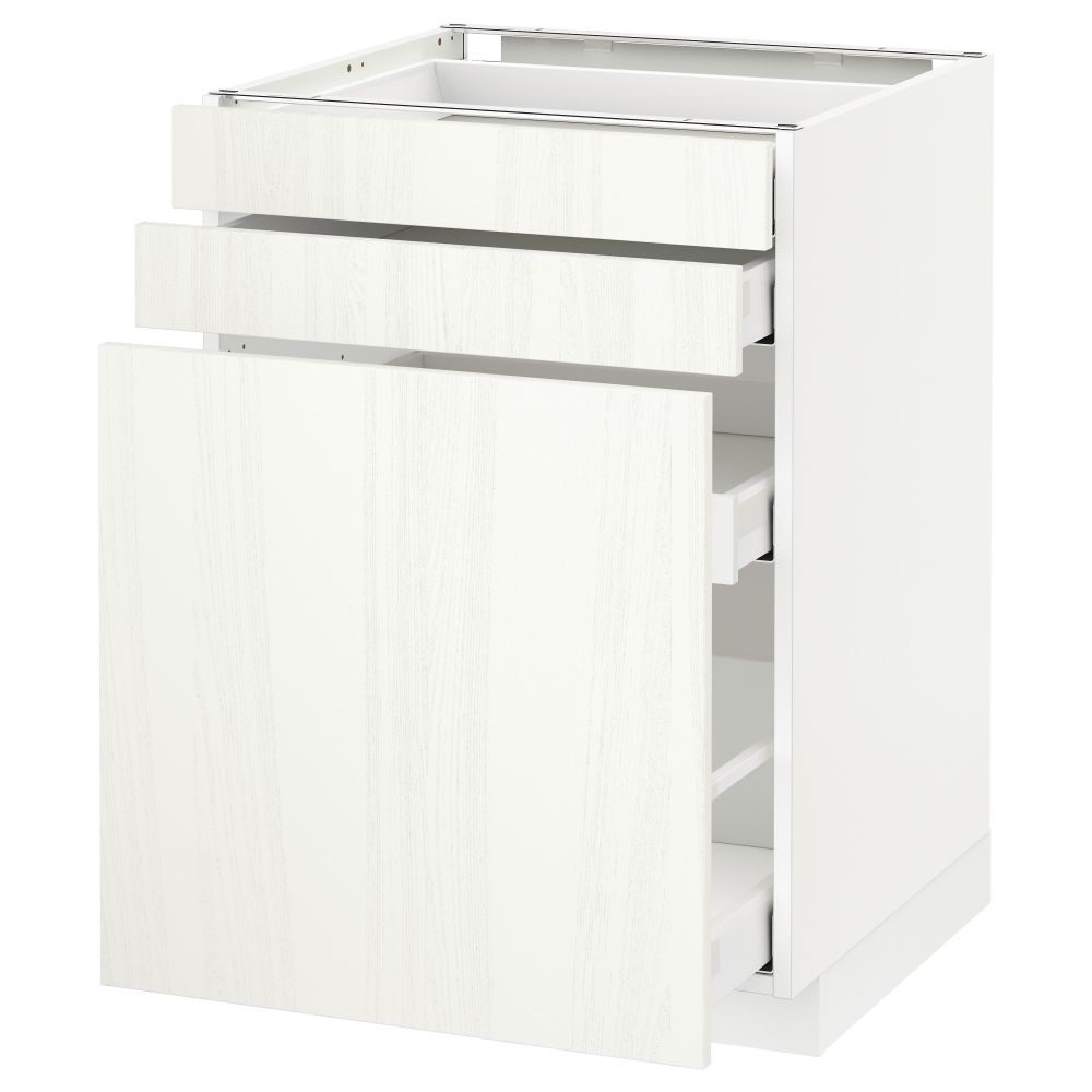 Напольный шкаф с выдвижными модулями, 2 фронтальные панели МЕТОД / МАКСИМЕРА, белый, Росдаль белый - схема-чертеж с размерами