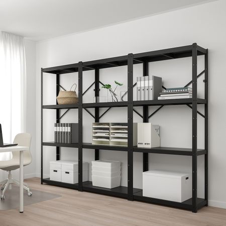 Стеллаж, черный 254x40x190 см IKEA BROR БРУР 392.727.02