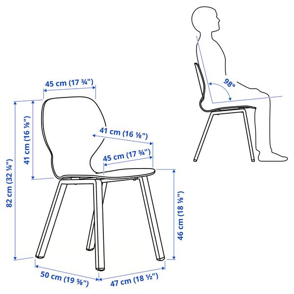 SKÅLSTA СКОЛСТА Стул - схема-чертеж с размерами